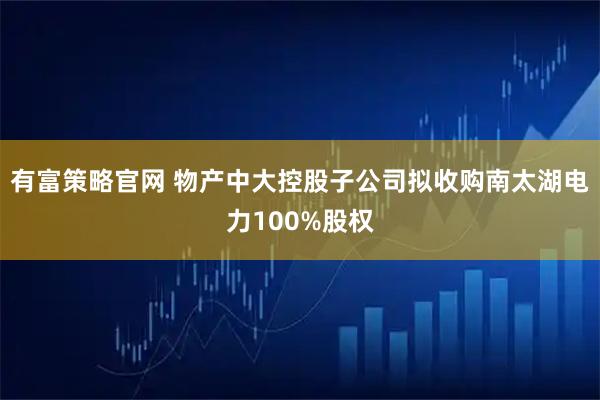 有富策略官网 物产中大控股子公司拟收购南太湖电力100%股权